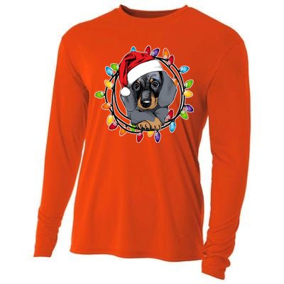 Christmas Dachshund Lights Cooling Performance Long Sleeve Crew