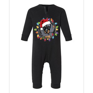 Christmas Dachshund Lights Infant Fleece One Piece