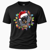 Christmas Dachshund Lights Cooling Performance Crew T-Shirt