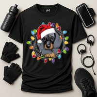 Christmas Dachshund Lights Cooling Performance Crew T-Shirt
