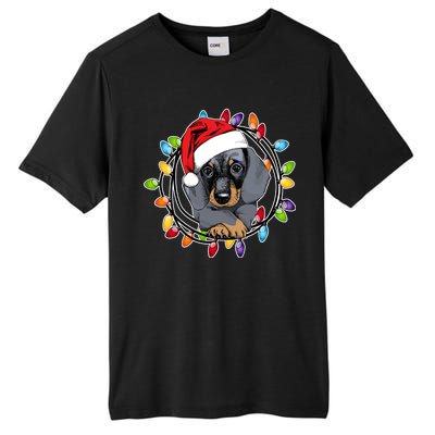 Christmas Dachshund Lights Tall Fusion ChromaSoft Performance T-Shirt