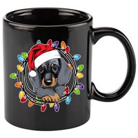 Christmas Dachshund Lights 11oz C Handle Ceramic Mug