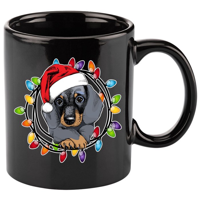 Christmas Dachshund Lights 11oz C Handle Ceramic Mug
