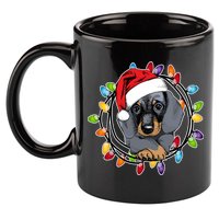 Christmas Dachshund Lights 11oz C Handle Ceramic Mug