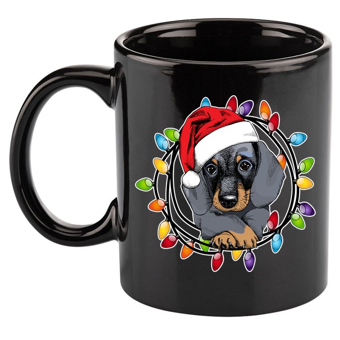 Christmas Dachshund Lights 11oz C Handle Ceramic Mug