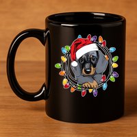 Christmas Dachshund Lights 11oz C Handle Ceramic Mug