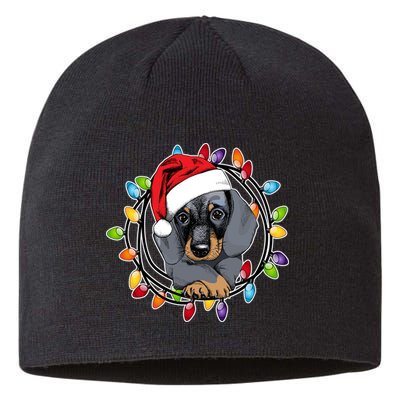 Christmas Dachshund Lights Sustainable Beanie