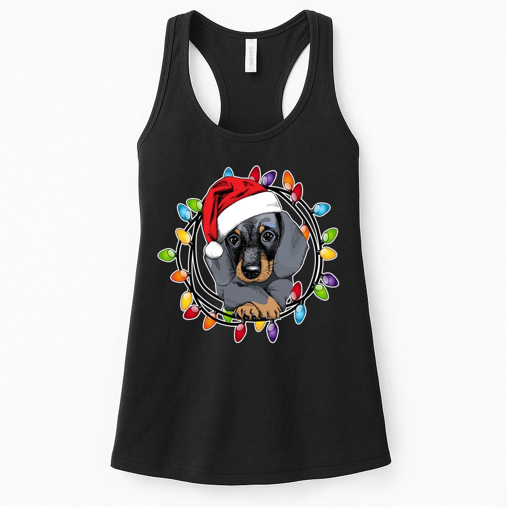 Christmas Dachshund Lights Womens Tank Top