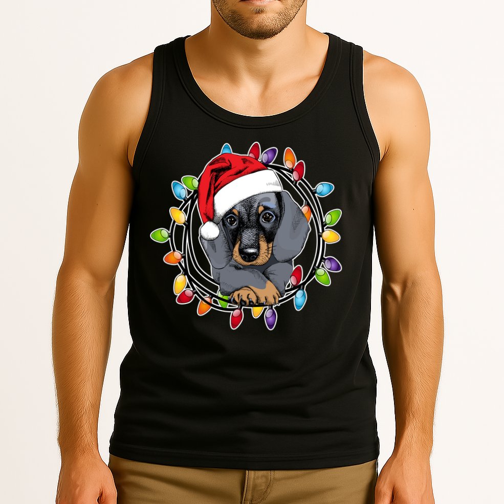 Christmas Dachshund Lights Tank Top