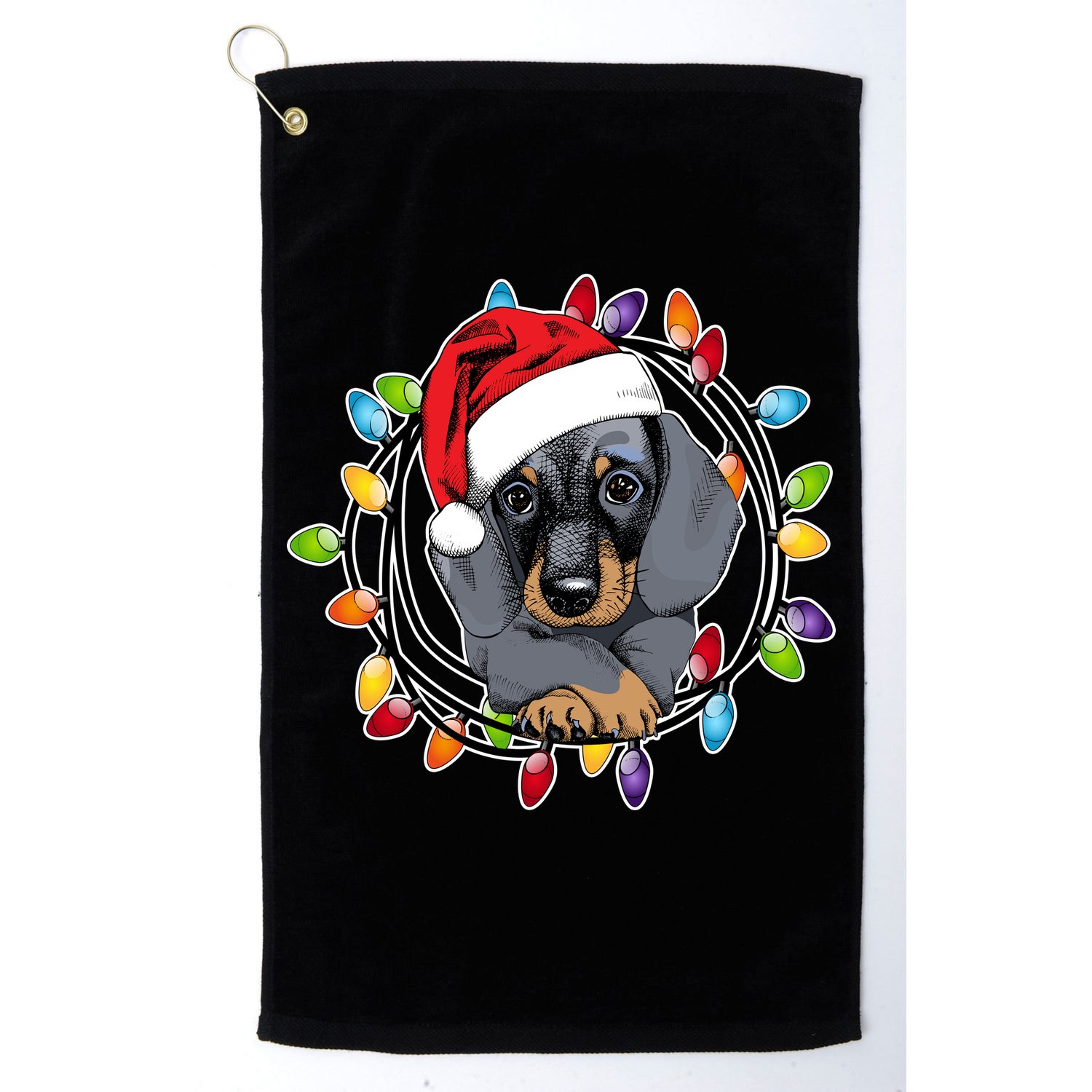 Christmas Dachshund Lights Golf Towel
