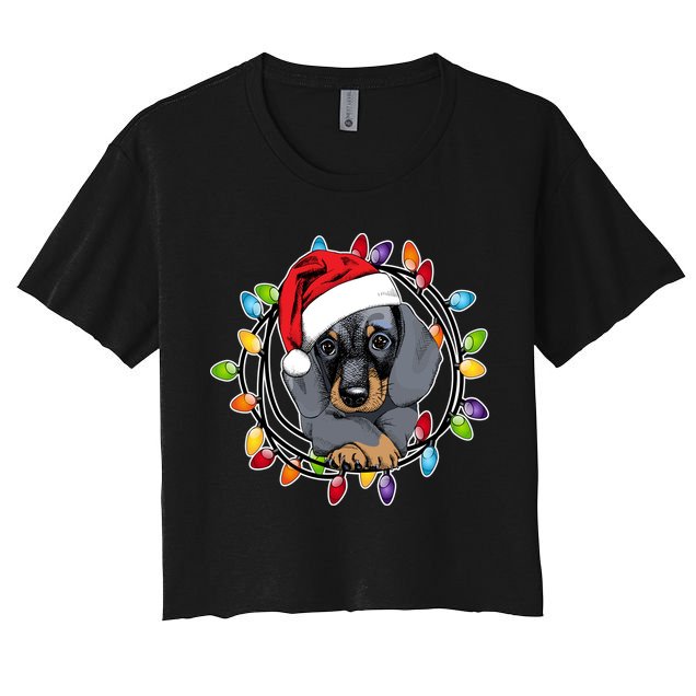 Christmas Dachshund Lights Crop Top