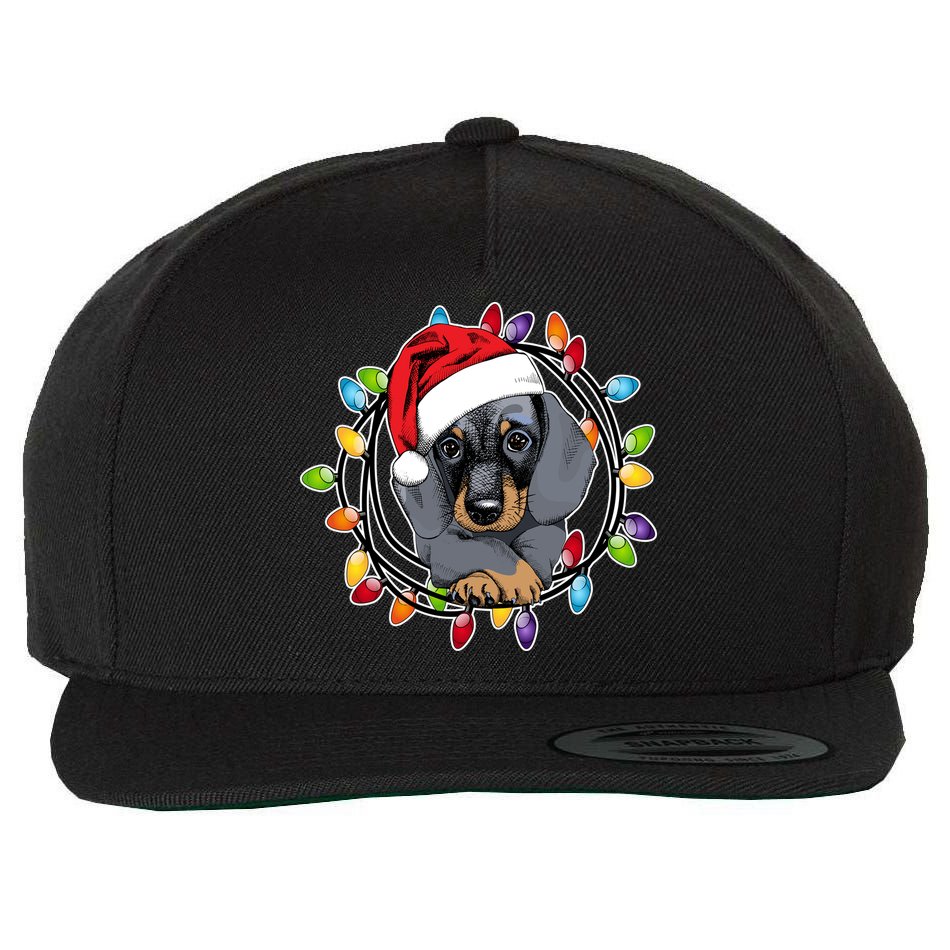 Christmas Dachshund Lights Wool Snapback Cap
