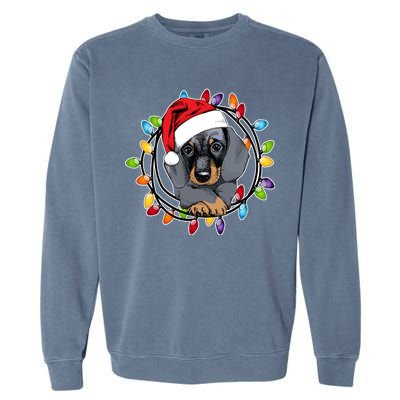 Christmas Dachshund Lights Garment-Dyed Sweatshirt