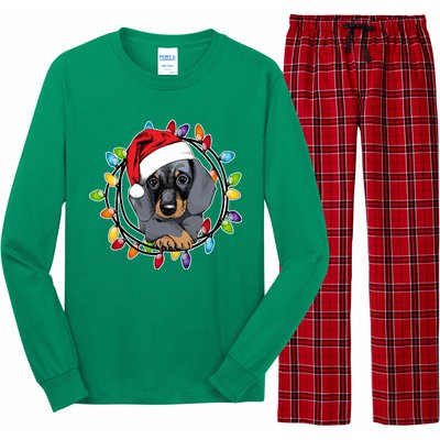 Christmas Dachshund Lights Long Sleeve Pajama Set