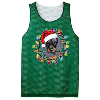 Christmas Dachshund Lights Mesh Reversible Basketball Jersey Tank