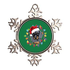 Christmas Dachshund Lights Metallic Star Ornament