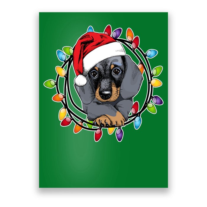 Christmas Dachshund Lights Poster