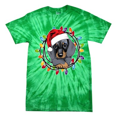 Christmas Dachshund Lights Tie-Dye T-Shirt