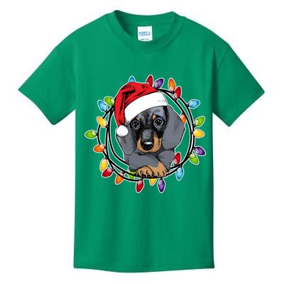 Christmas Dachshund Lights Kids T-Shirt