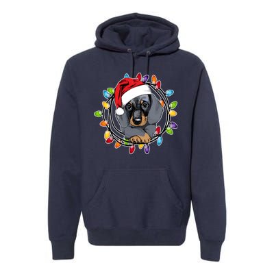 Christmas Dachshund Lights Premium Hoodie