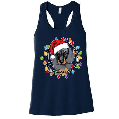 Christmas Dachshund Lights Women's Racerback Tank