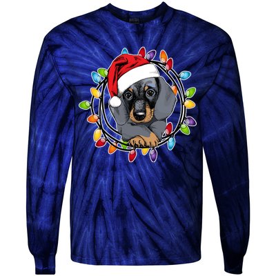 Christmas Dachshund Lights Tie-Dye Long Sleeve Shirt