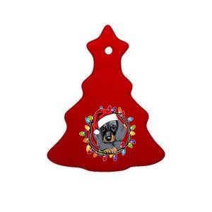 Christmas Dachshund Lights Ceramic Tree Ornament