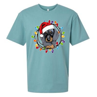 Christmas Dachshund Lights Sueded Cloud Jersey T-Shirt