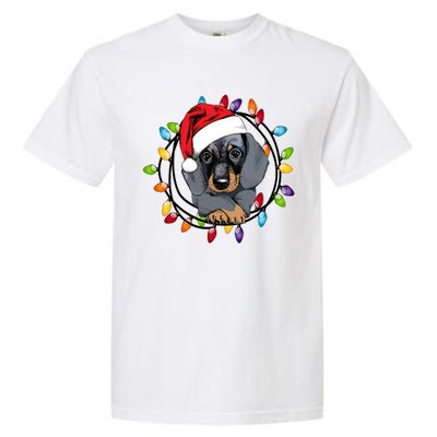 Christmas Dachshund Lights Garment-Dyed Heavyweight T-Shirt