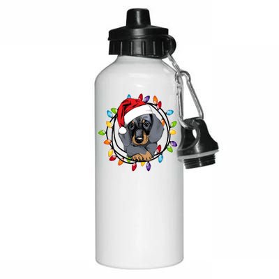 Christmas Dachshund Lights Aluminum Water Bottle