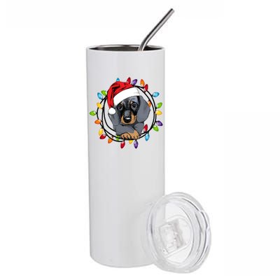 Christmas Dachshund Lights Stainless Steel Tumbler