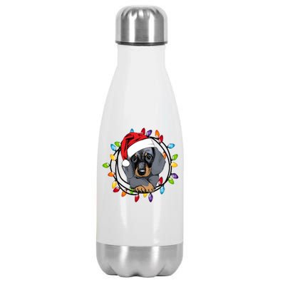 Christmas Dachshund Lights Stainless Steel Insulated Water Bottle