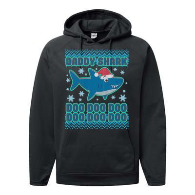 Christmas Daddy Shark Doo Doo Doo Performance Fleece Hoodie