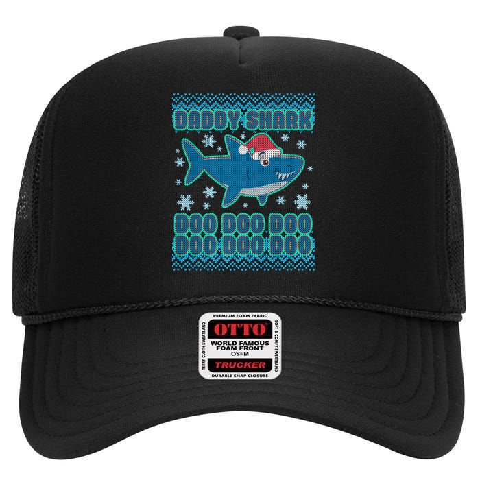 Christmas Daddy Shark Doo Doo Doo High Crown Mesh Back Trucker Hat