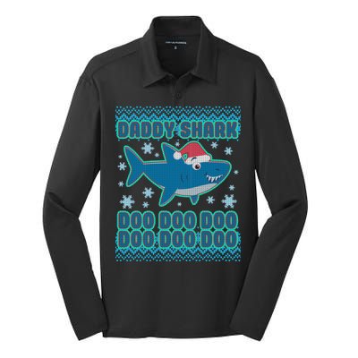 Christmas Daddy Shark Doo Doo Doo Silk Touch Performance Long Sleeve Polo