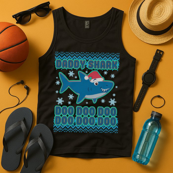 Christmas Daddy Shark Doo Doo Doo Tank Top