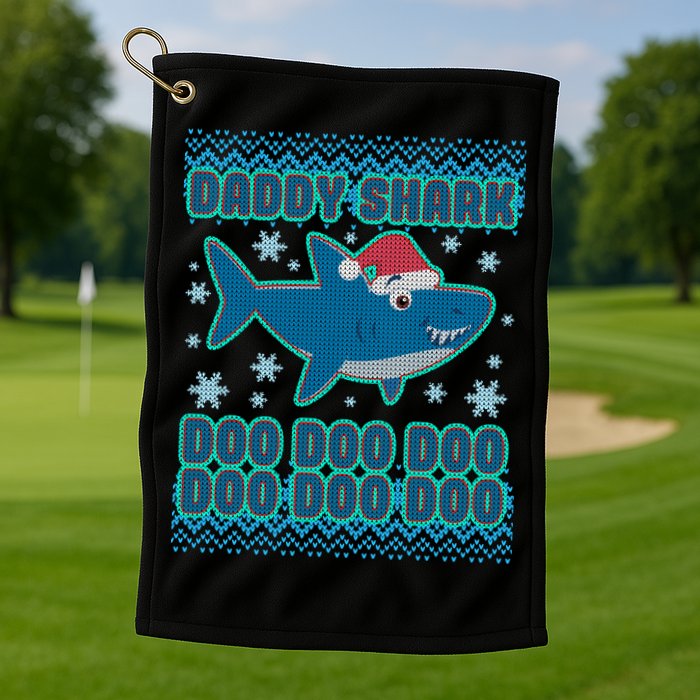Christmas Daddy Shark Doo Doo Doo Golf Towel