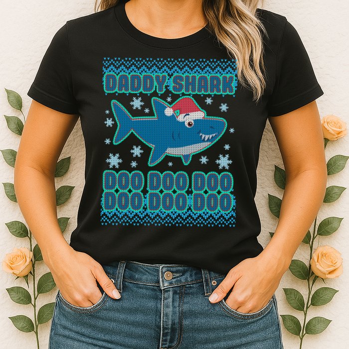 Christmas Daddy Shark Doo Doo Doo Womens T-Shirt
