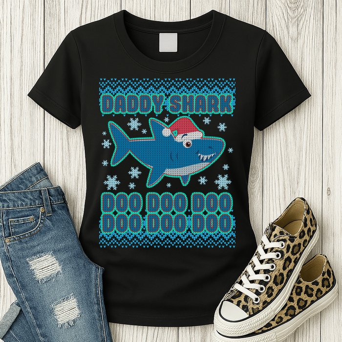 Christmas Daddy Shark Doo Doo Doo Womens T-Shirt