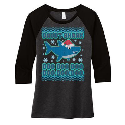 Christmas Daddy Shark Doo Doo Doo Women's Tri-Blend 3/4-Sleeve Raglan Shirt