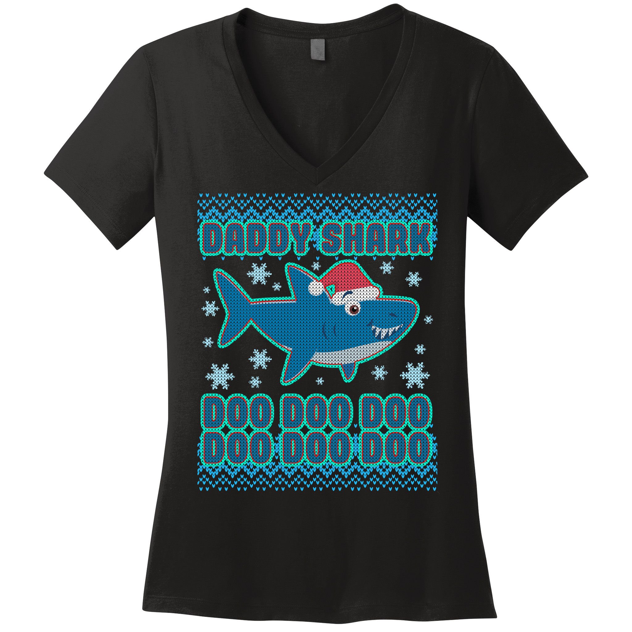 Christmas Daddy Shark Doo Doo Doo Women's V-Neck T-Shirt