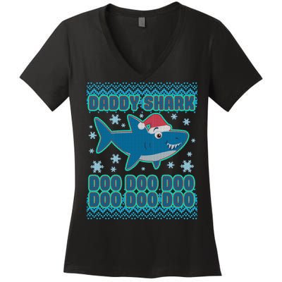 Christmas Daddy Shark Doo Doo Doo Women's V-Neck T-Shirt