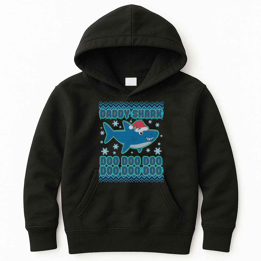 Christmas Daddy Shark Doo Doo Doo Kids Hoodie