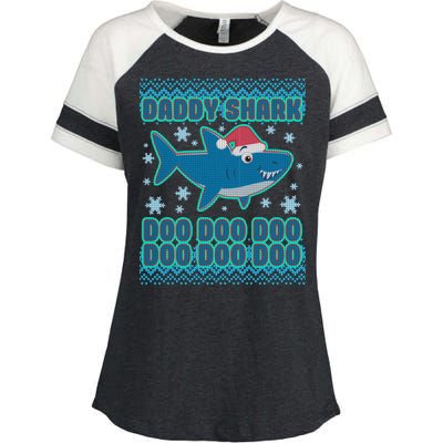 Christmas Daddy Shark Doo Doo Doo Enza Ladies Jersey Colorblock Tee