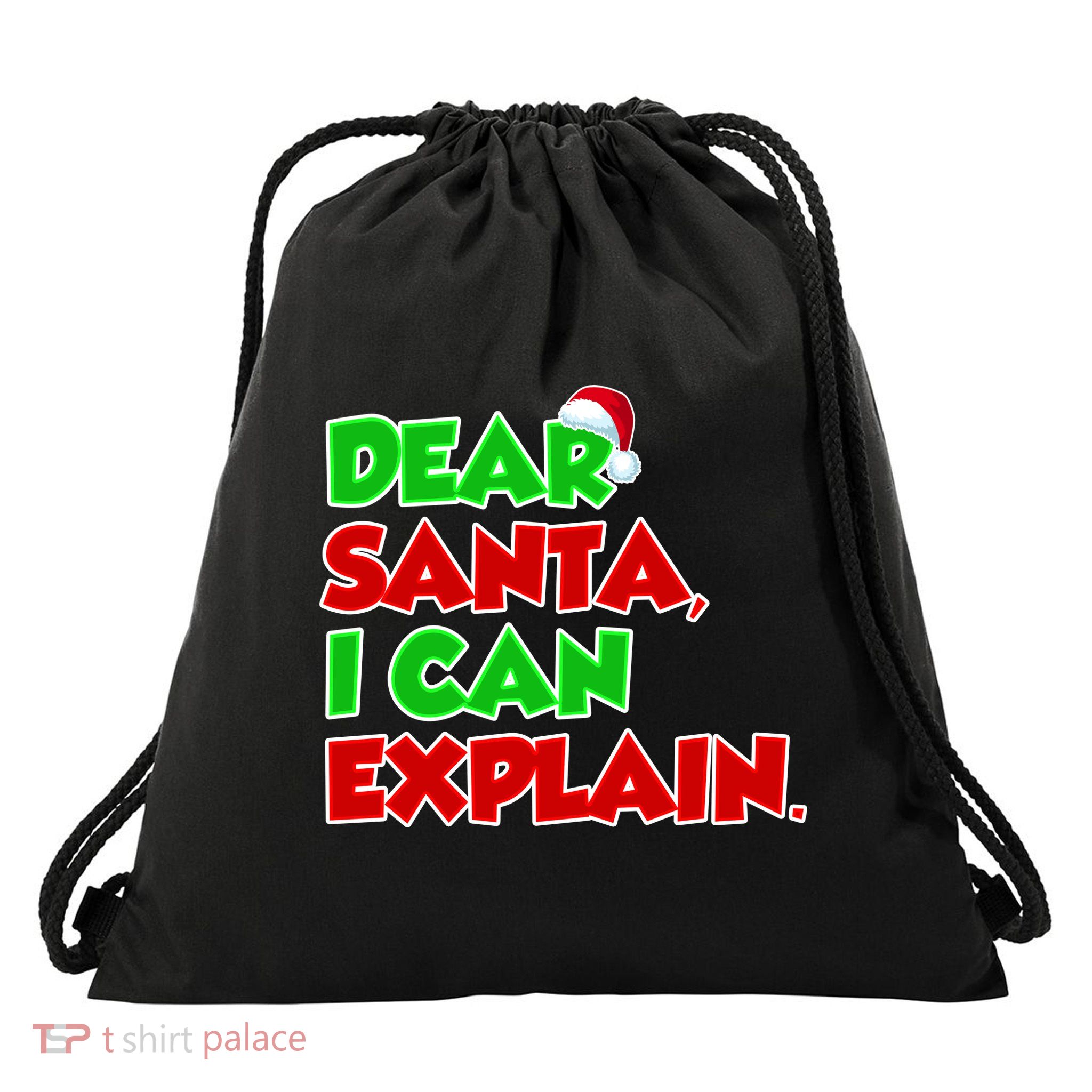 Christmas Dear Santa I Can Explain Drawstring Bag