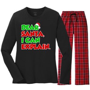 Christmas Dear Santa I Can Explain Women's Long Sleeve Flannel Pajama Set 