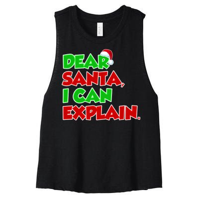 Christmas Dear Santa I Can Explain Women's Racerback Cropped Tank