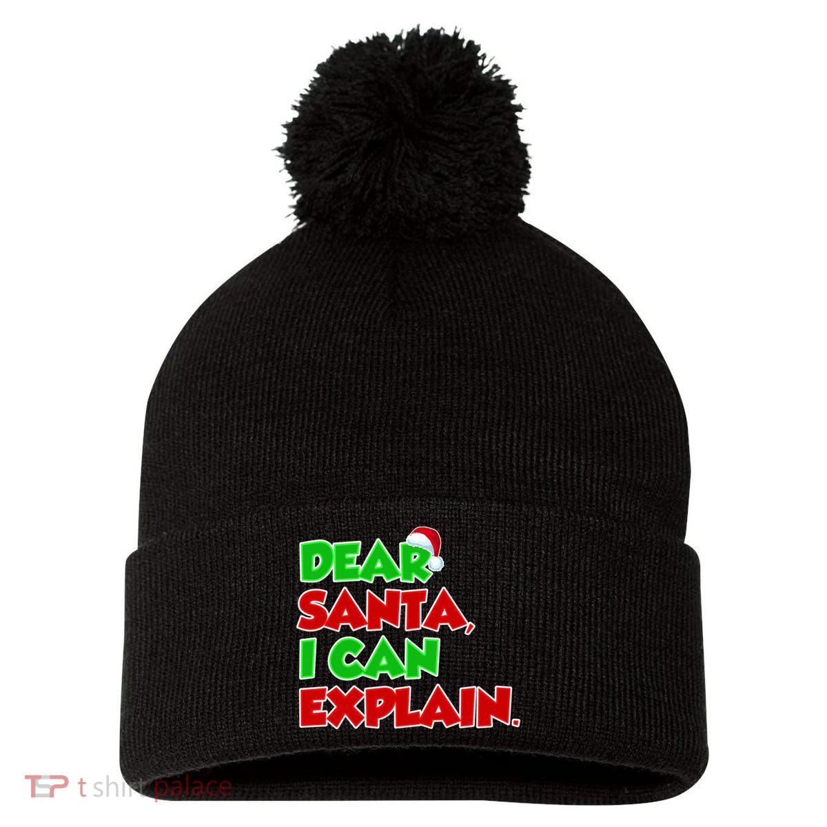 Christmas Dear Santa I Can Explain Pom Pom 12in Knit Beanie