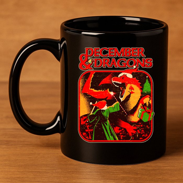Christmas December & Dragons 11oz C Handle Ceramic Mug
