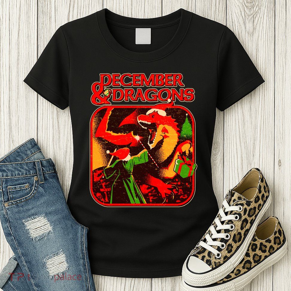 Christmas December & Dragons Womens T-Shirt